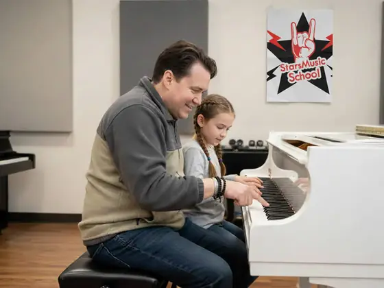 Piano lesson at Stars Music School, Inwood WV
